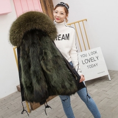 New design fox fur parka for women parka coat fur hood long style fur coat