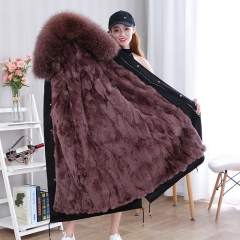 High Quality Real Fox Fur Parka Women/ Ladies Parka Female Raccoon Fur Coat