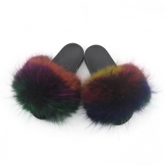 fuzzy neon fur slides