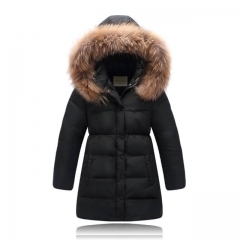 Kids Real Fur Collar Coat Children Winter Outwear children's snow wear kids outerwear & down coats