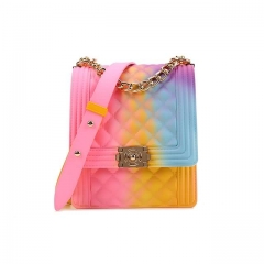 Original Source New Style Neon Pvc Jelly Purse Lady Chain Shoulder Handbags