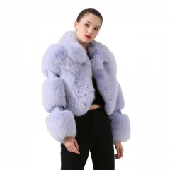 Street Style Stand Collar Fox Fur Cropped Fox Fur Jacket