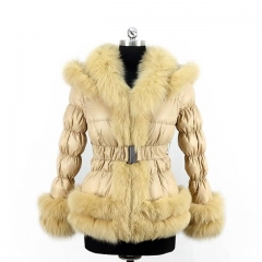 Winter Puffer Jacket Down Coat With Fox Fur Trim 2x2