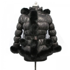 Fuzzy Puffer Jacket Down Coat With Raccoon Fur Trim 1x1