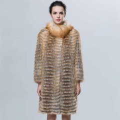 2021 Women New Luxury Red Fox Fur Overoat