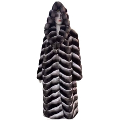 Women Luxury Long Style Real Chinchilla Fur Coat